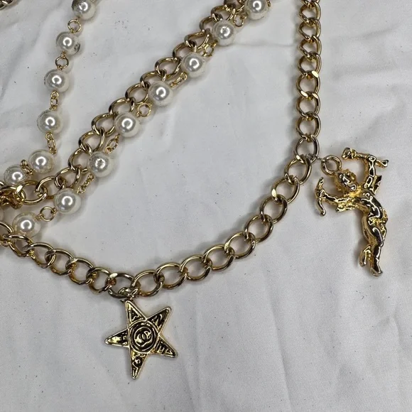Chanel Vintage Gold and Pearl Chain with Charms Belt/Necklace - Picture 8 of 11